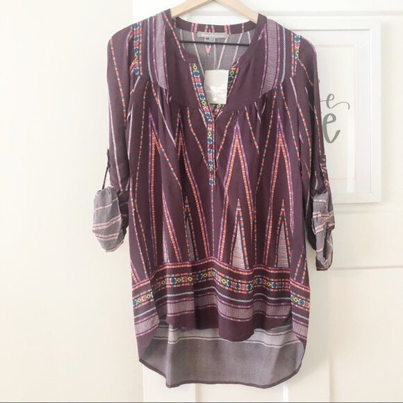 DANIEL RAINN Button Up Light Low Boho Blouse - Picture 2 of 11